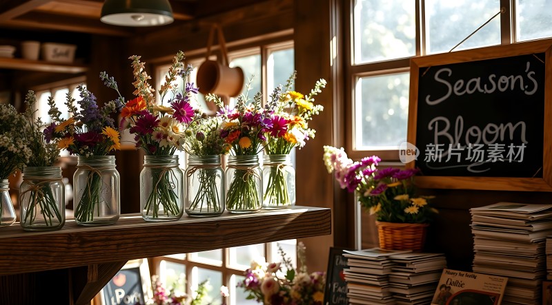 阳光下的花艺展示