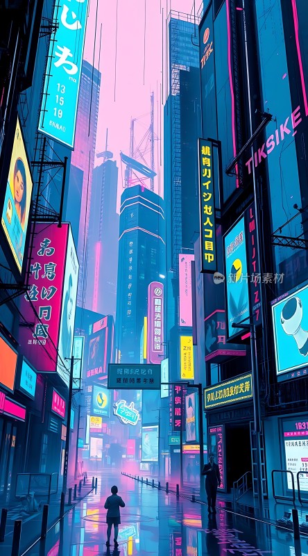 霓虹灯下的未来都市