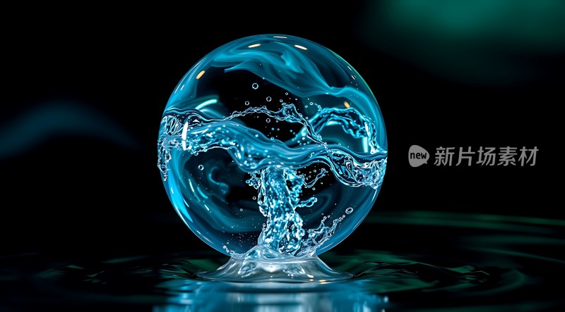 水球中的蓝色漩涡