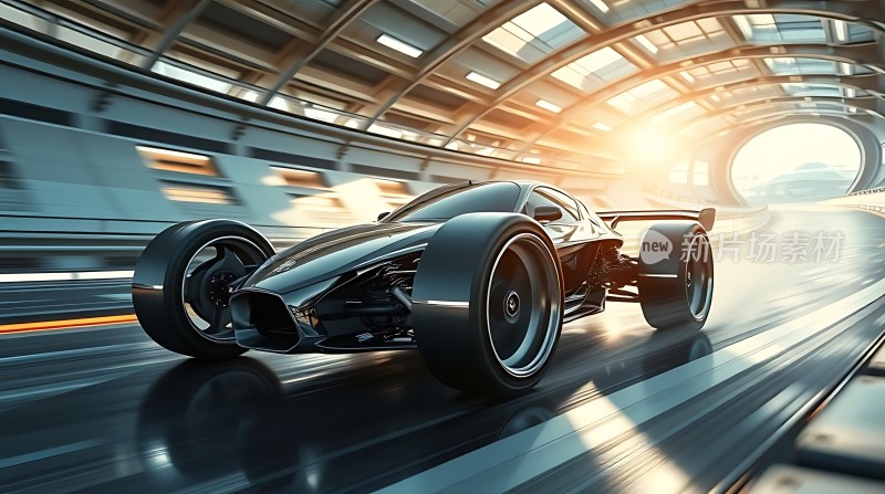 未来科技感跑车高速行驶