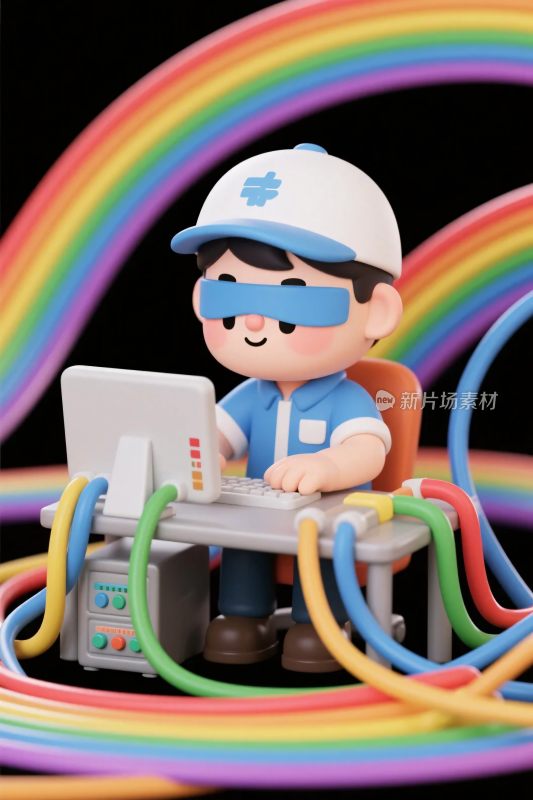 卡通玩偶办公插画