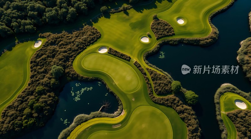 新片场素材 高空俯瞰 美丽高尔夫球场
