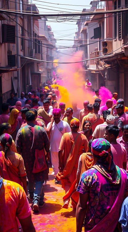 彩色粉末节上的欢乐庆典