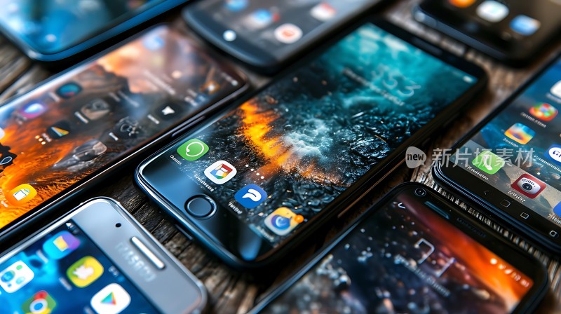 智能手机大集合屏幕色彩鲜艳应用图标清晰可见