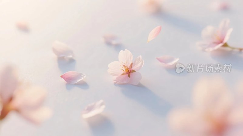 樱花花瓣飘落特写