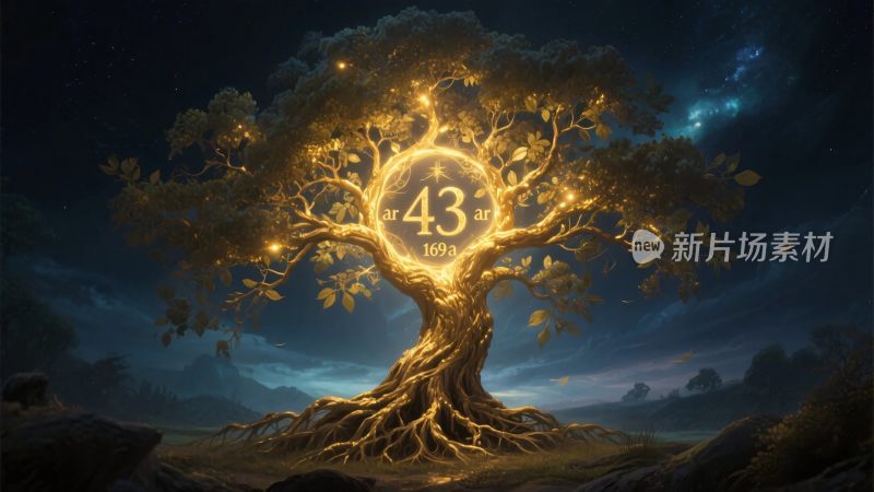 发光数字大树插画