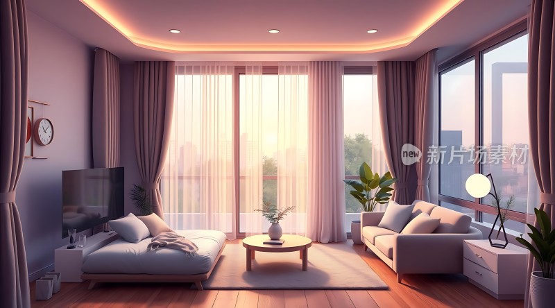 现代客厅设计温馨舒适自然光线充足家具简约时尚