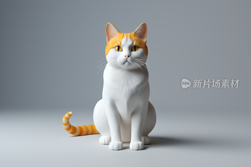 一只猫在地板上背景是灰色的图片