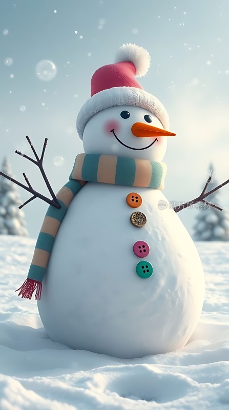 雪人雪地里的快乐使者