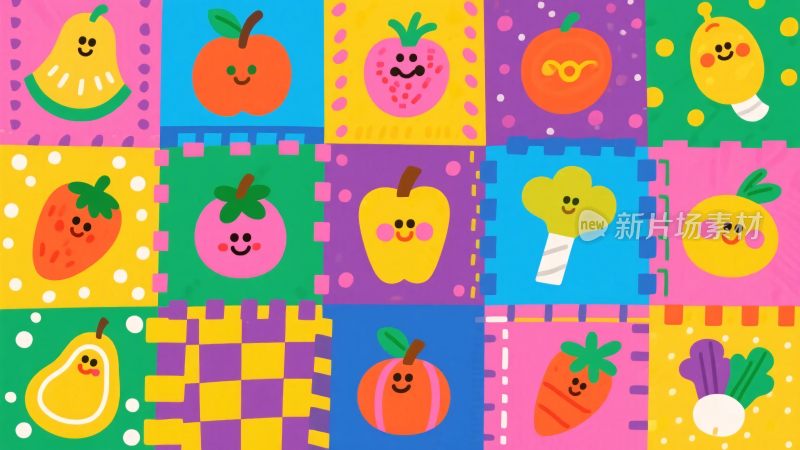 彩色卡通水果插画