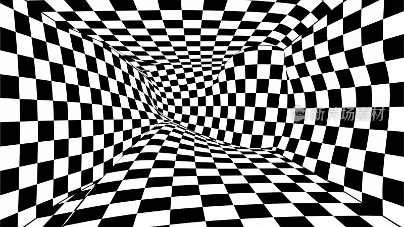 黑白方格空间视觉图