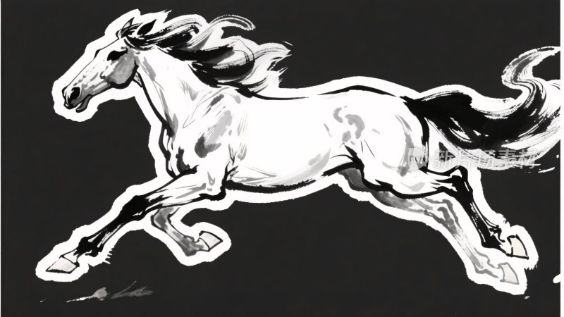 奔跑骏马插画