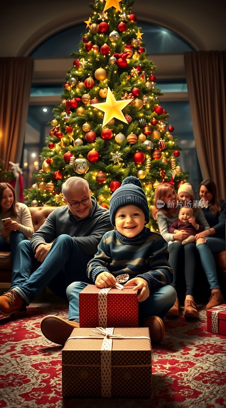 圣诞树下的温馨时刻