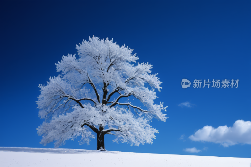 蓝天雪地里的树高清背景纹理图片