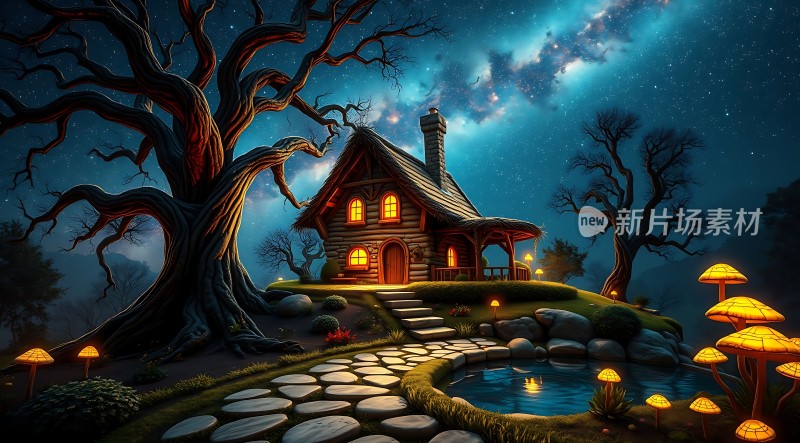 星空下的温馨小屋