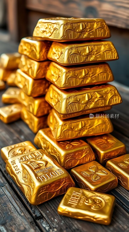 金条堆叠财富象征