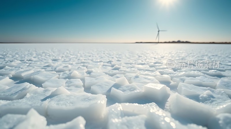 冰封大地 风车耸立