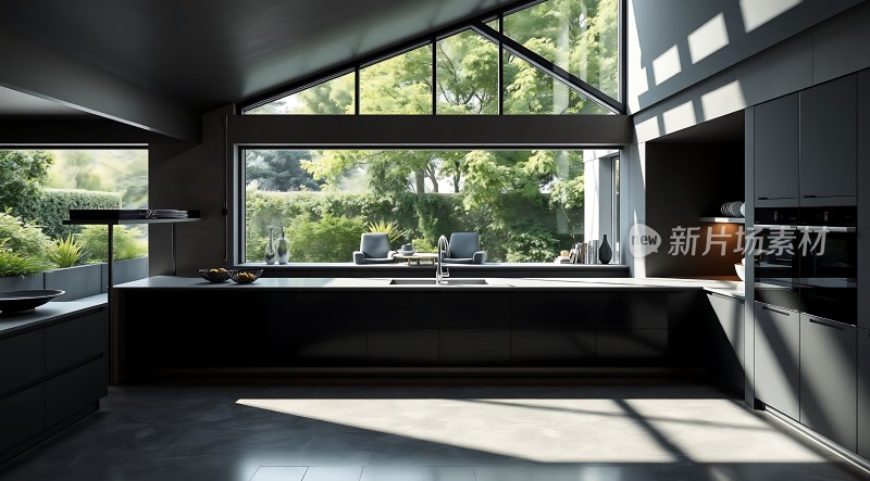 现代厨房设计自然光线充足绿意盎然