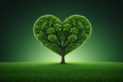 一棵形状像一颗心的树位于田野中央高清图片 一棵形状像一颗心的树位于田野中央高清图片