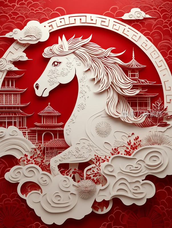 春节喜庆节日海报，马年