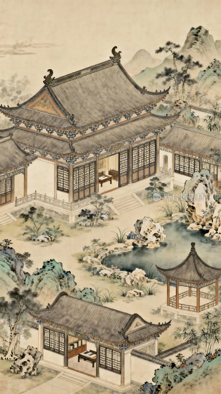 古风庭院雅致图景
