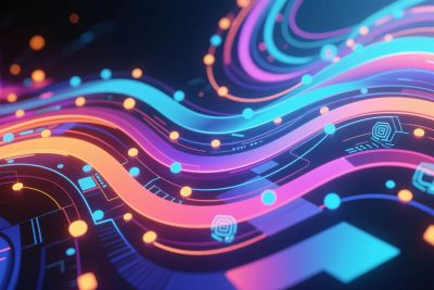 科技风霓虹线条插画