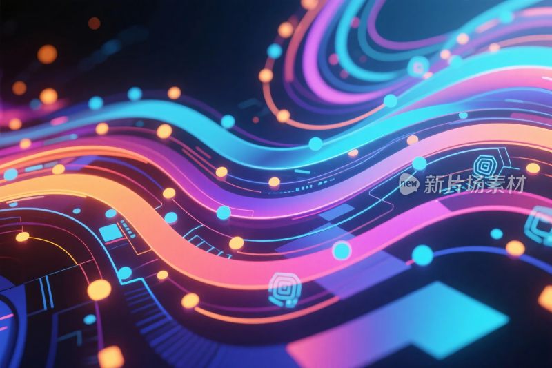 科技风霓虹线条插画