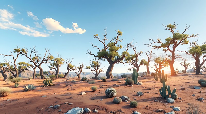 沙漠绿洲阳光下的生命奇迹