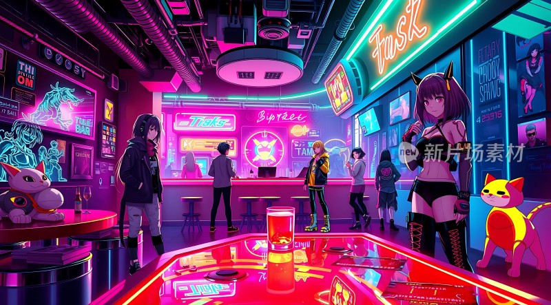 霓虹酒吧夜生活