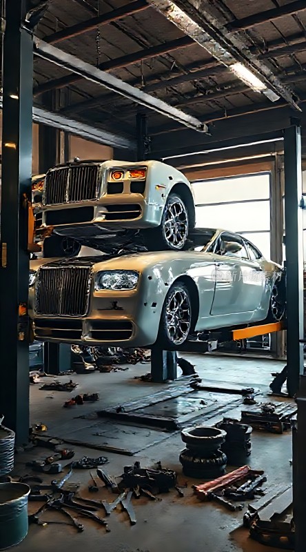 豪华轿车维修车间