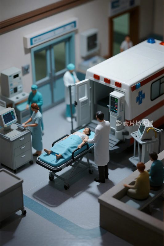 医院急救场景插画