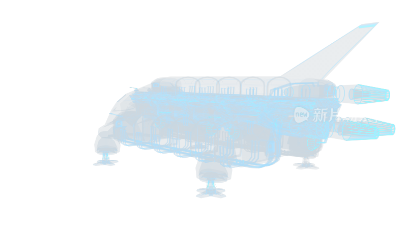 太空航天器科幻透明网格线框机械机甲飞行器