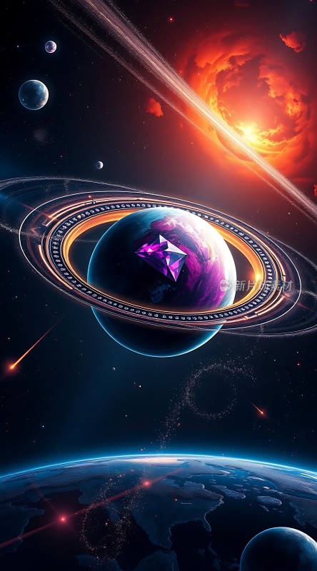 宇宙奇观神秘星球与璀璨星环