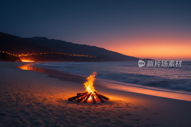 在海滩上沙子里着火高清风景图片