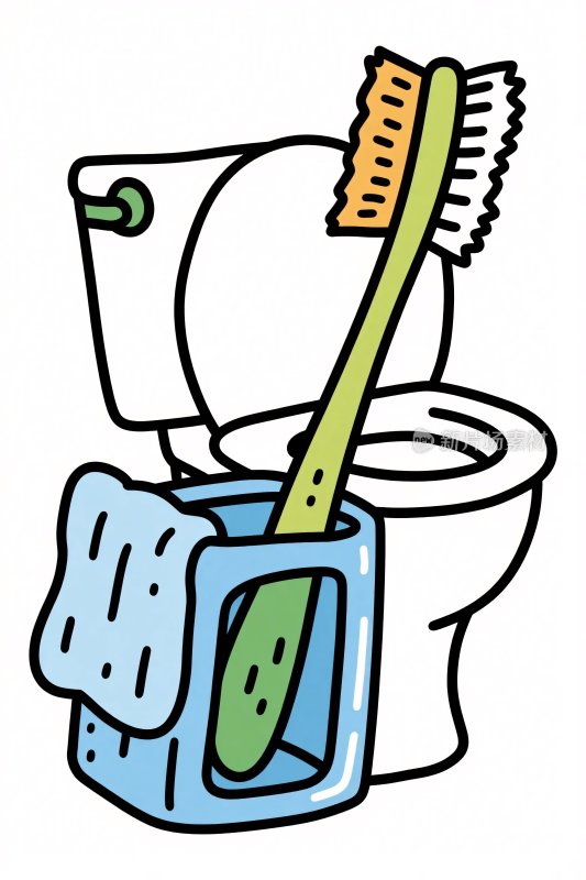 卫生间清洁用品插画