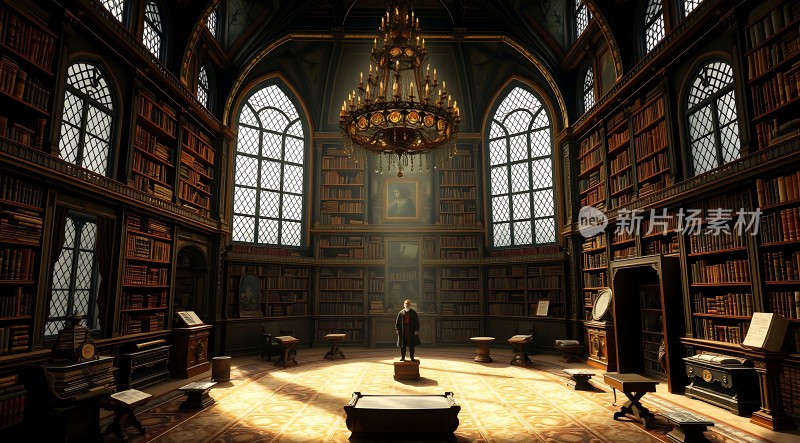 古堡图书馆里的神秘人物