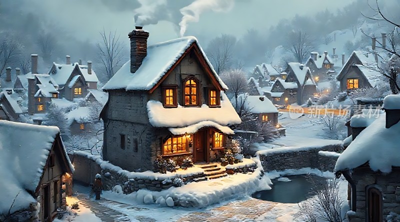 雪夜温馨小屋