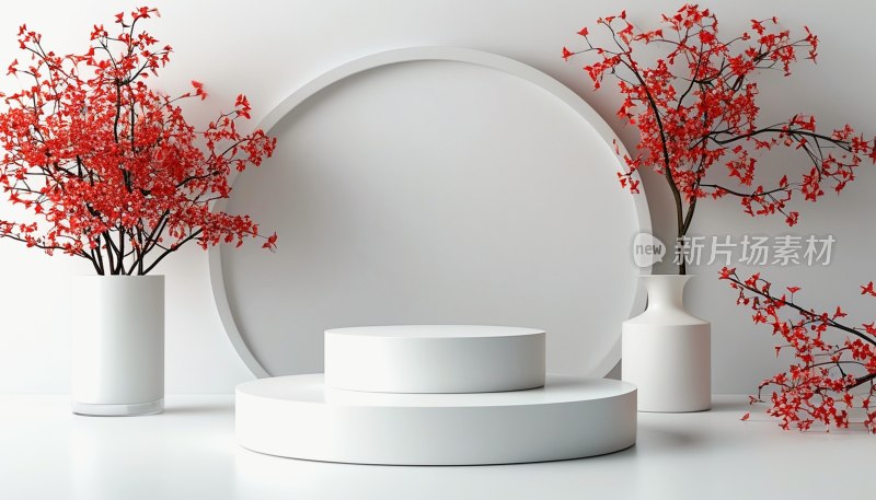 纯白圆柱展示架