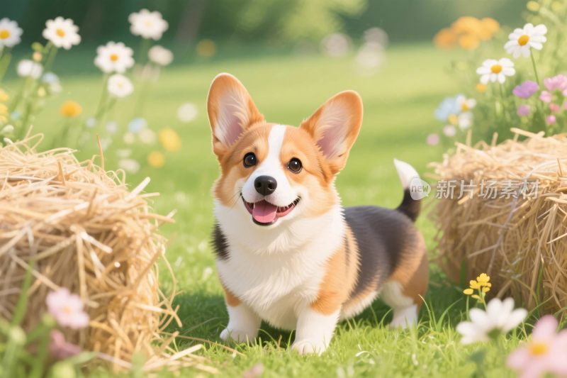 草地上的柯基犬