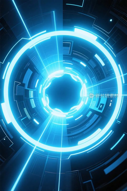 科技感蓝色环形光效插画