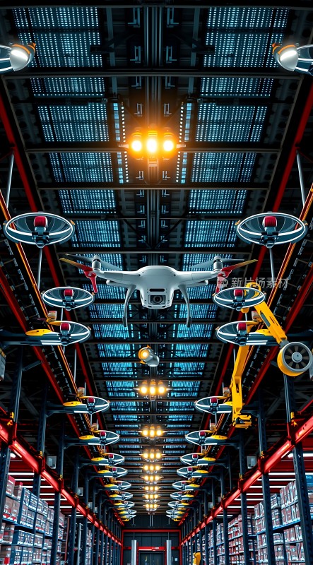 未来仓库无人机与机械臂协同作业