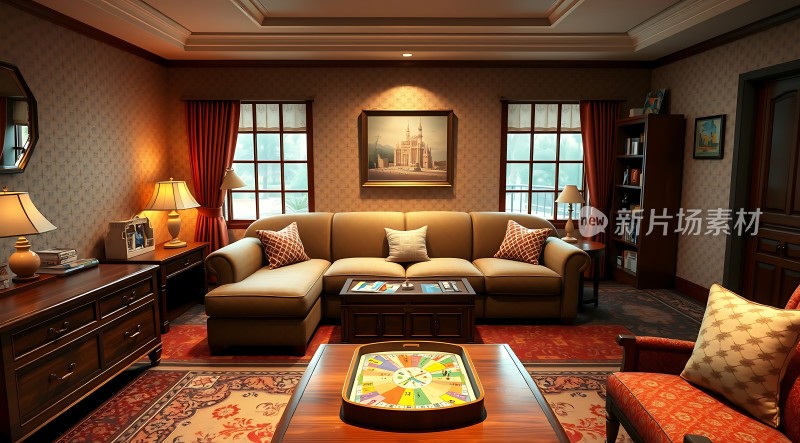 温馨客厅舒适沙发精美装饰温暖灯光