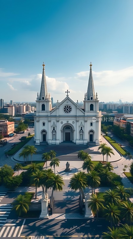 阳光下的宏伟教堂