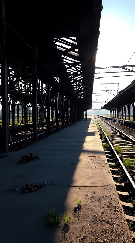 阳光下的废弃火车站台