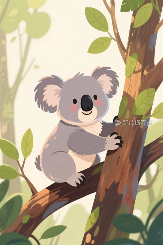 考拉攀树插画