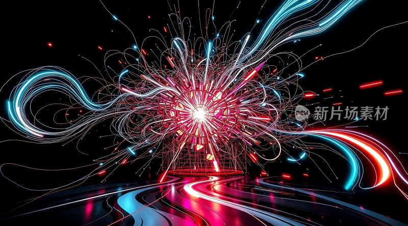 新片场素材炫彩光束爆炸