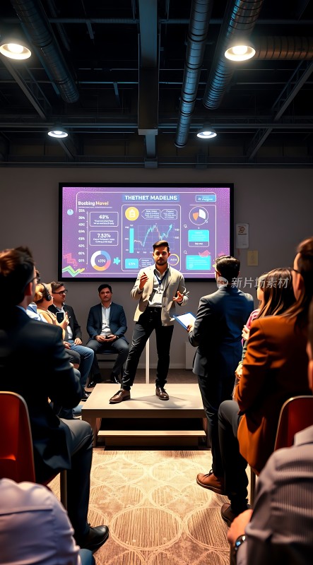 商务会议现场男士们认真聆听演讲