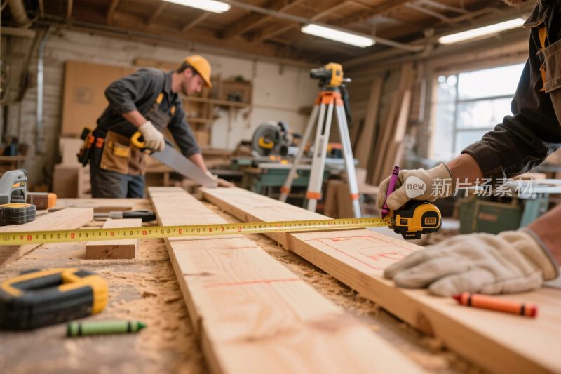 木工车间木板测量现场