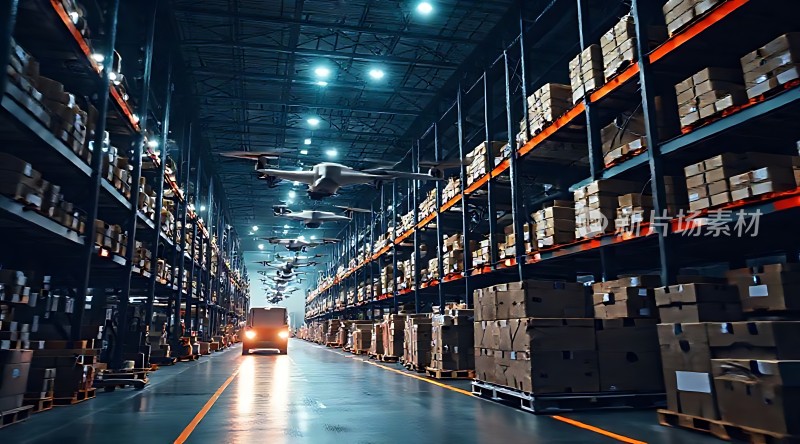 智能物流仓库无人机与卡车协同作业