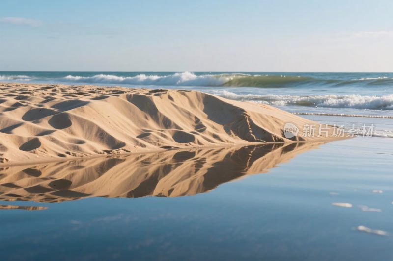 海滩沙丘与海浪风景